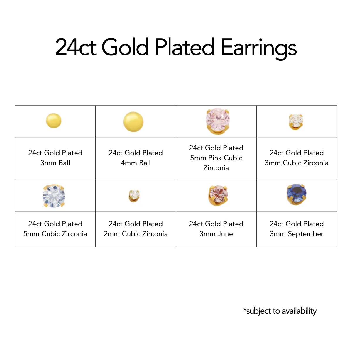 Ear Piercing - 24ct Gold Plated (Pair)