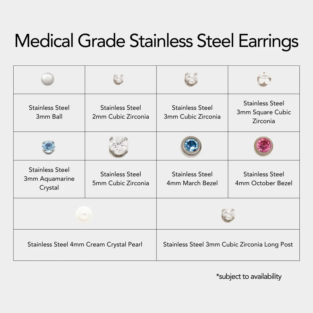 Ear Piercing - Medical Grade Stainless Steel / Titanium (Single)