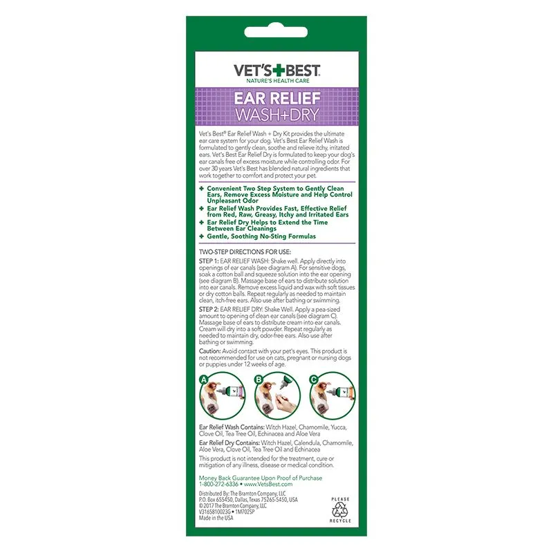 Ear Relief Wash   Dry Combo (2-Pack) For Dogs