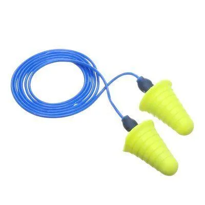 Earplugs - 3M E-A-R Push-Ins Earplugs, with grip rings, corded, (Box of 200), 318-1009