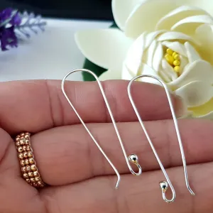 Earring Hooks 40mm Premium Quality Sterling Silver Handmade Ear Hooks | SS-011LEH