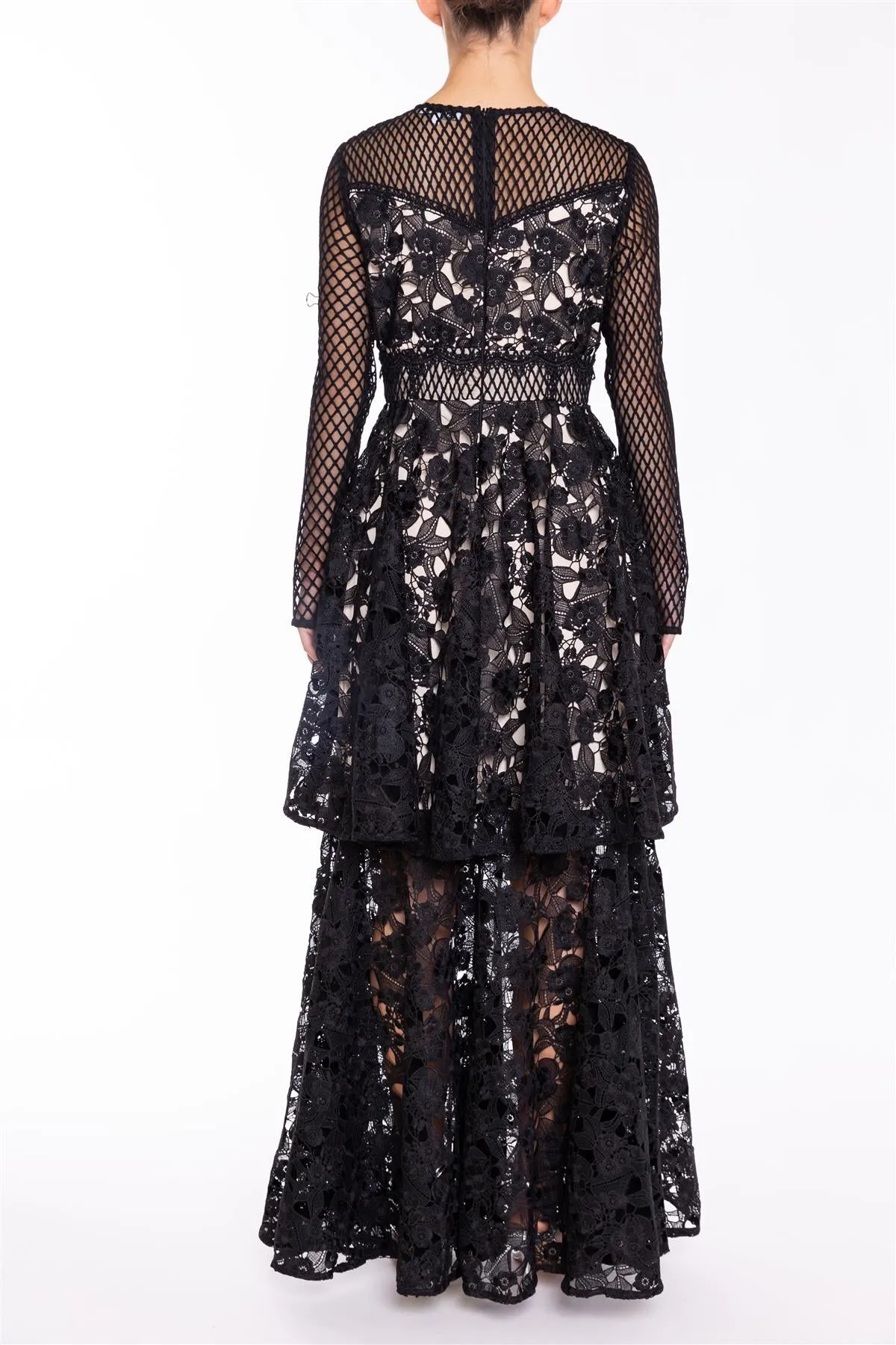 Elsie Black Patchwork Tiered Maxi Dress