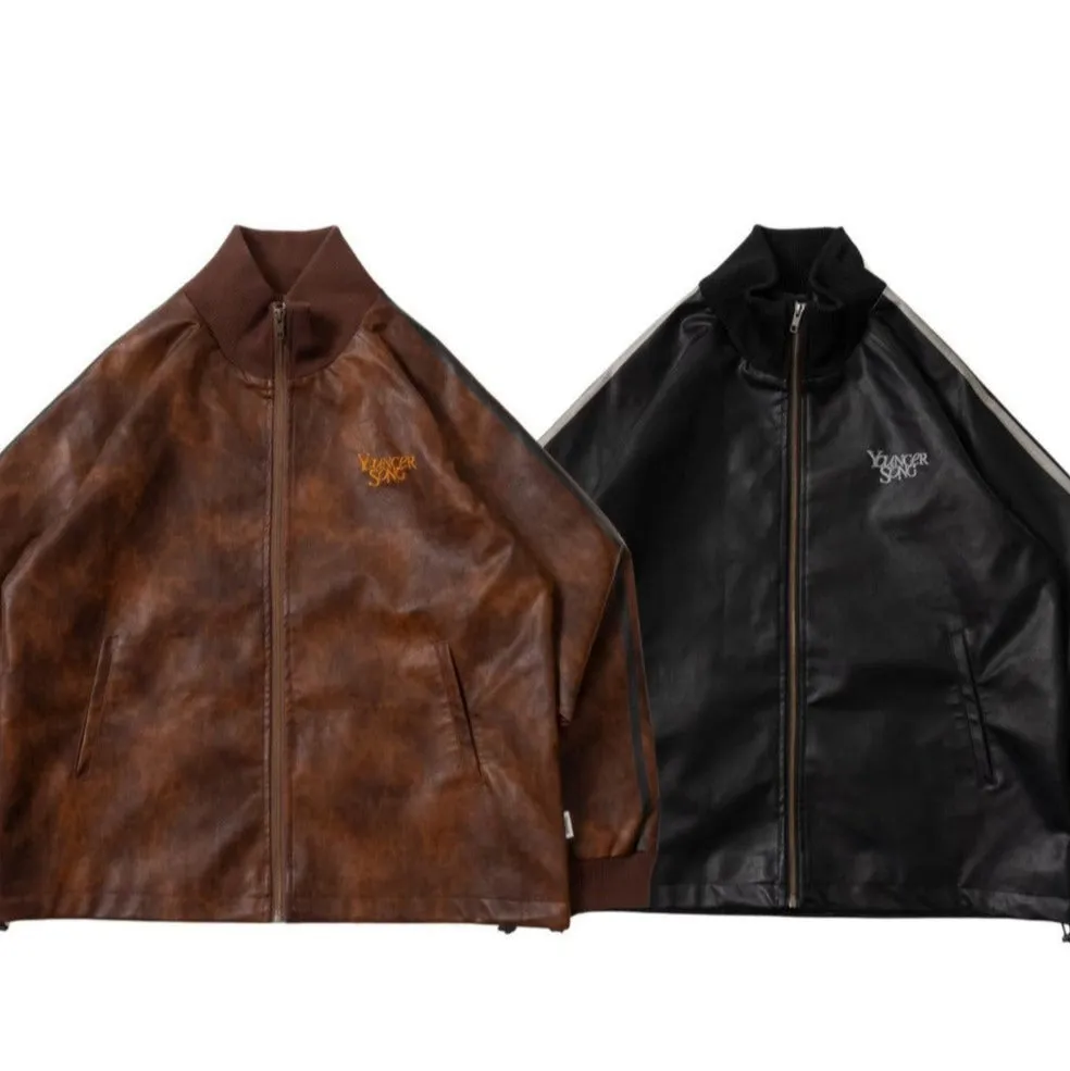 fake leather track jacket