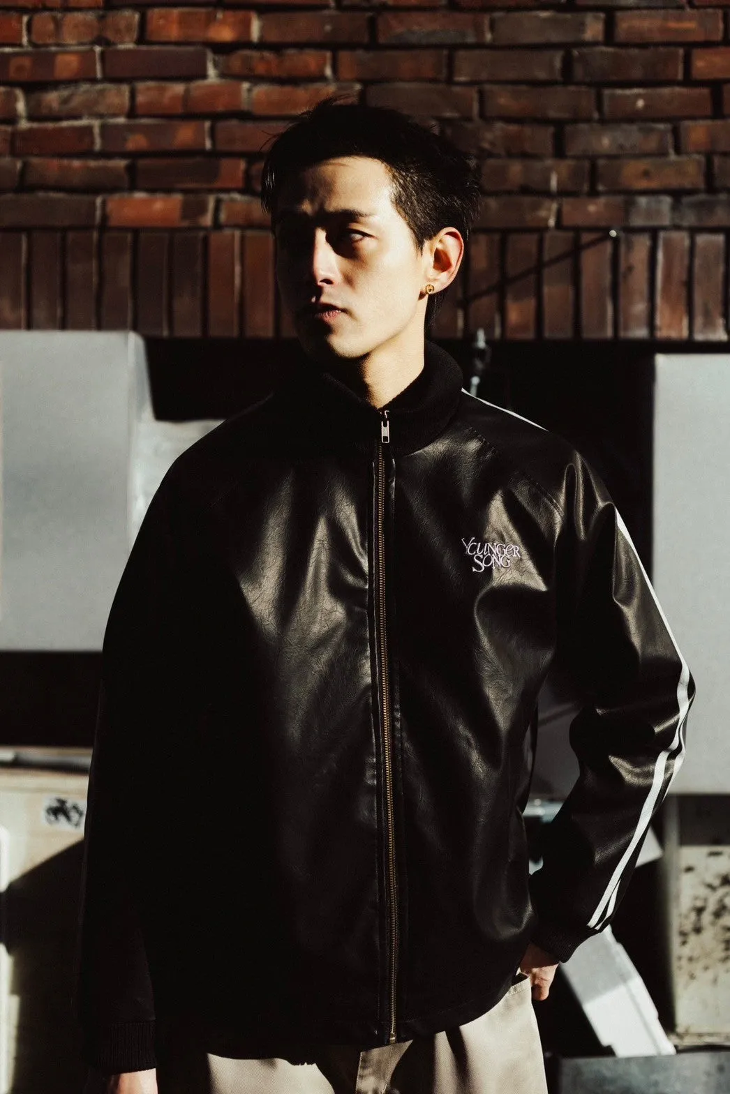 fake leather track jacket