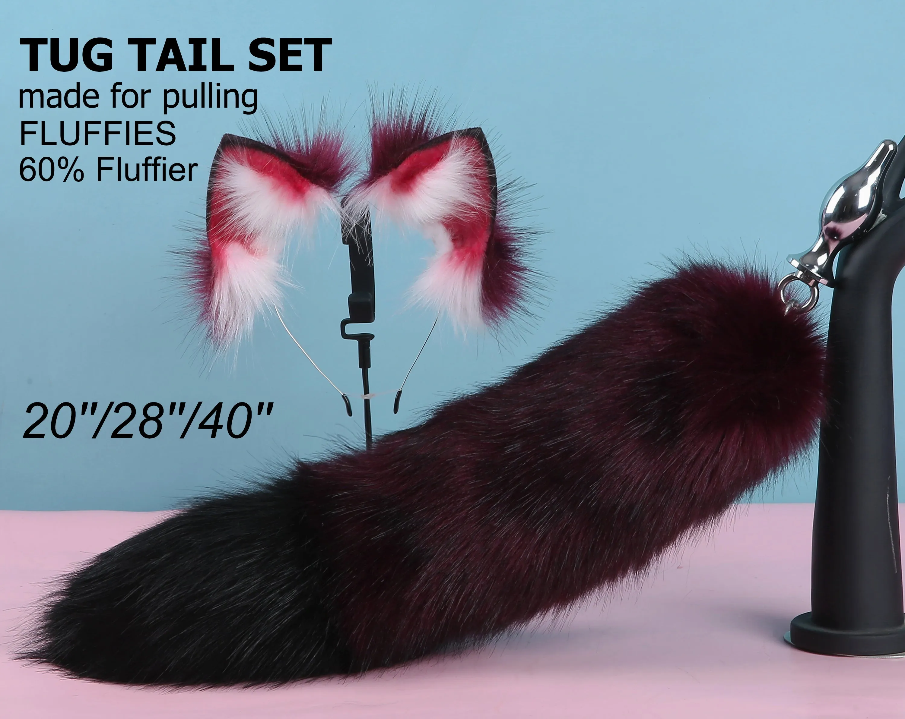 fluffy fox tail plug fox ear tug tail plug and ear set fluffy fox tail butt plug and ear set wolf tail buttplug sex toy bdsm petplay