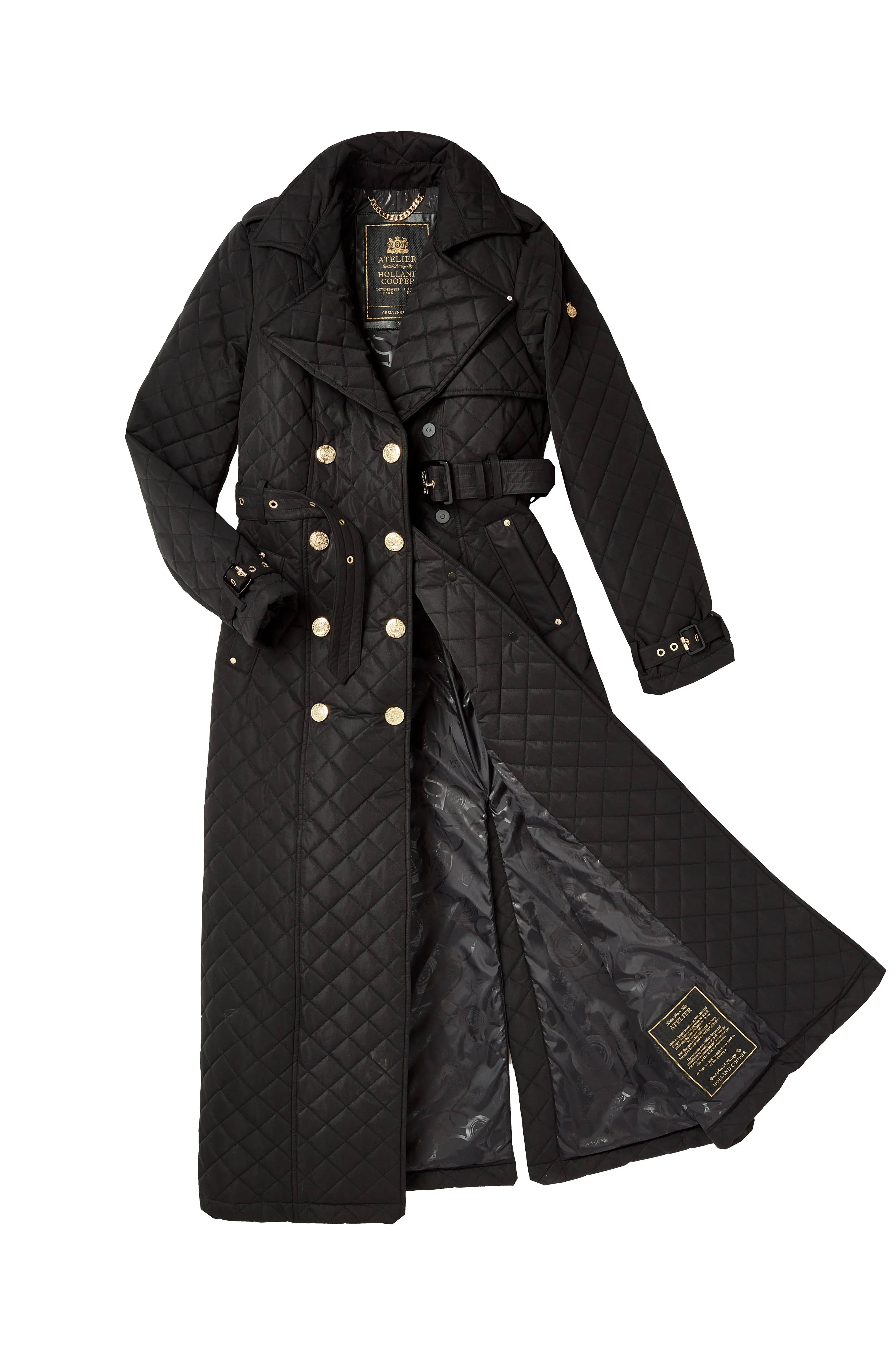 Full Length Enstone Quilted Trench Coat (Black)