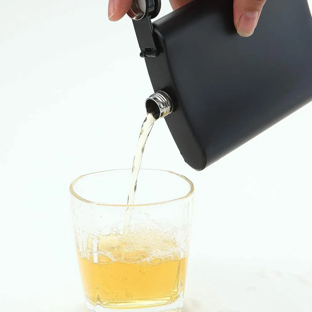 Funki Buys | Hip Flasks | Black Stainless Steel Hip Flask | 8oz