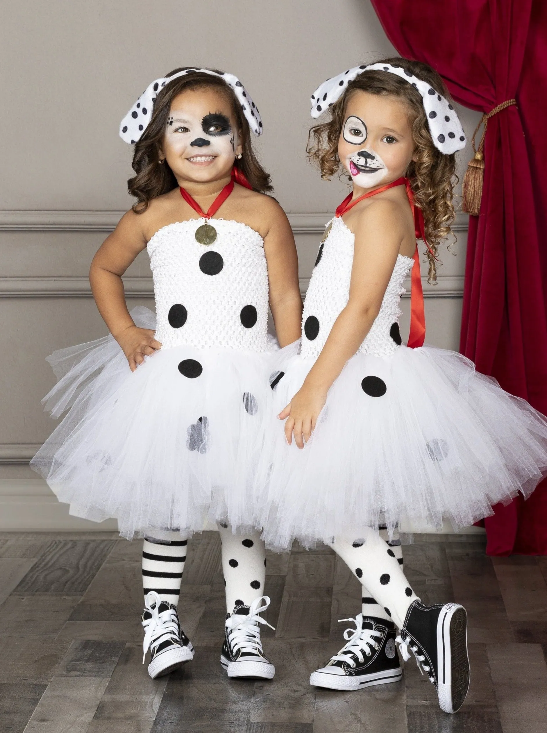 Girls Dalmatian Puppy Costume Dress and Headband