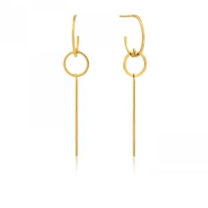 Gold modern solid drop earrings