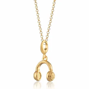 Gold Plated Headphones Necklace