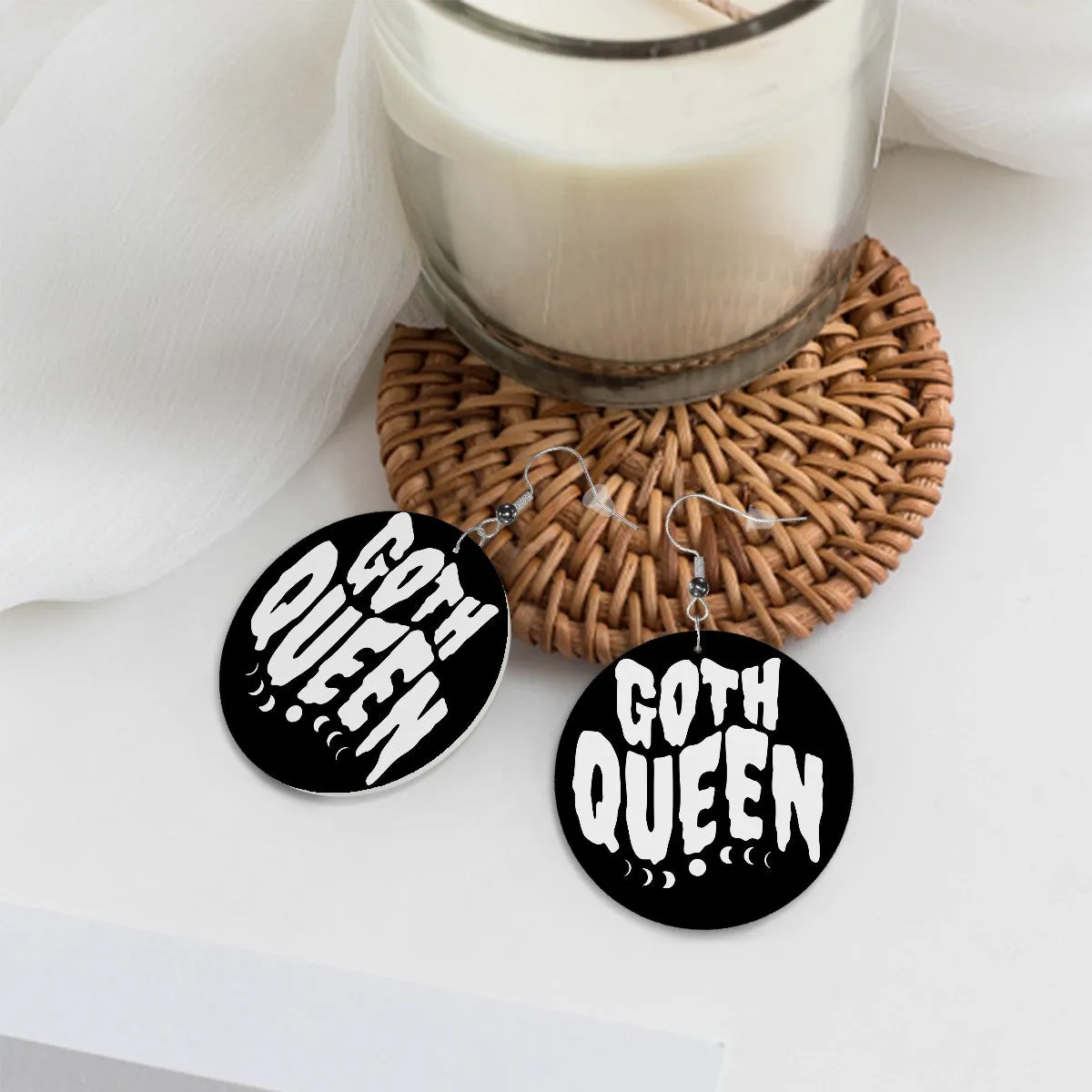 Goth Queen Circle Drop Earrings