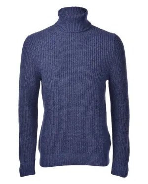 Gran Sasso Pearl Ribbed Turtle Neck - Blue