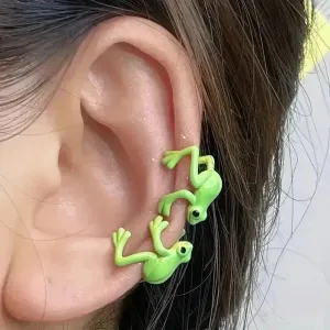 Green Frog Shaped Ear Clip