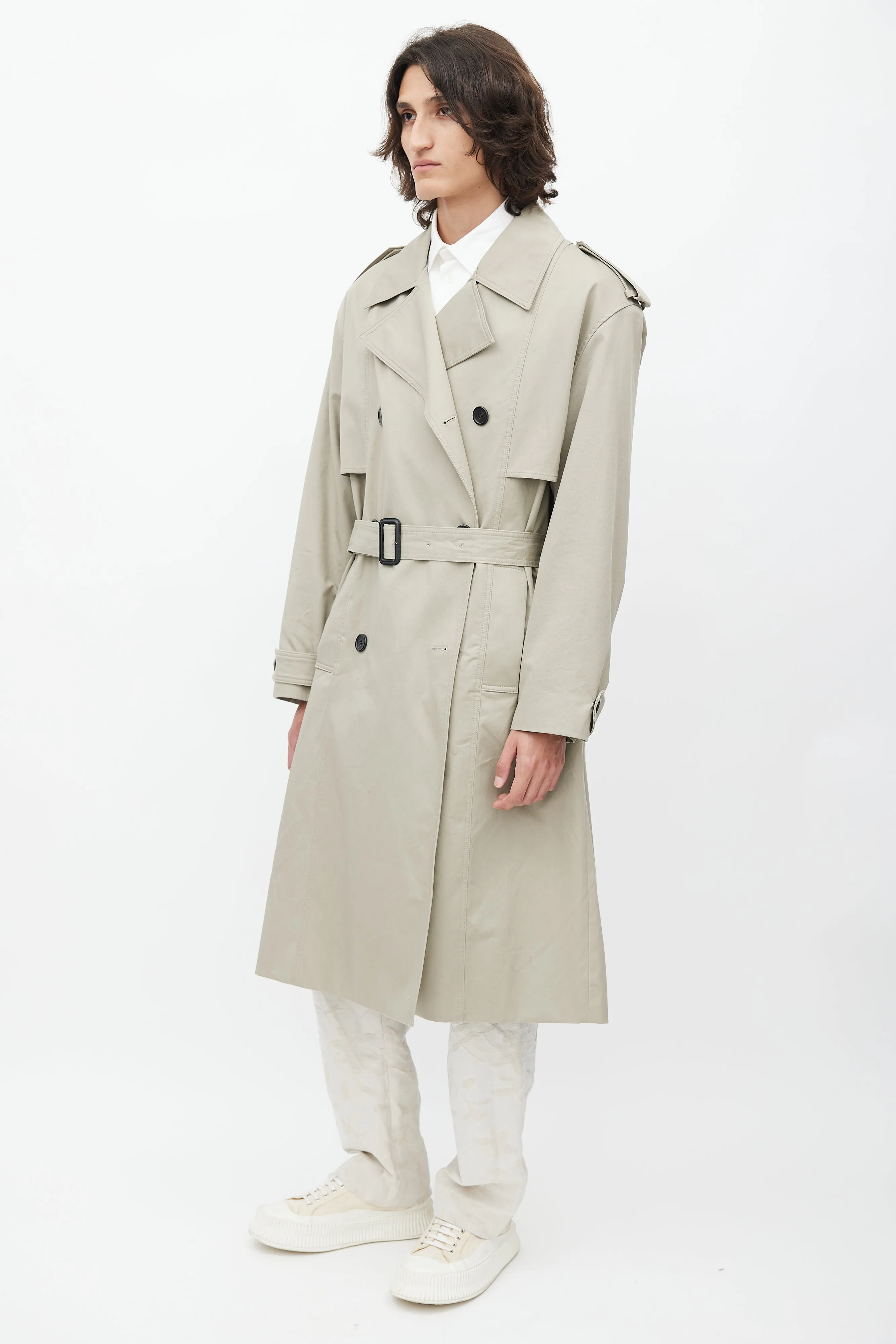 Grey Belted Trench Coat