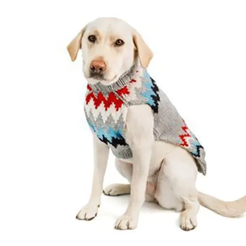 Grey Chevron Striped Wool Dog Sweater