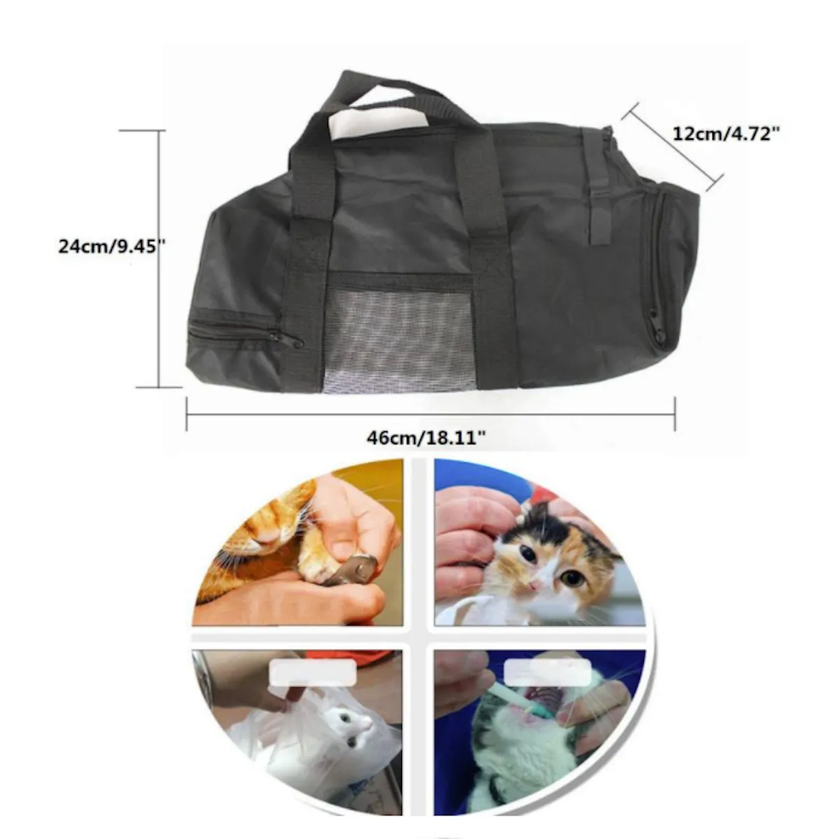 Heavy Duty Adjustable Cat Grooming Restraint Bag