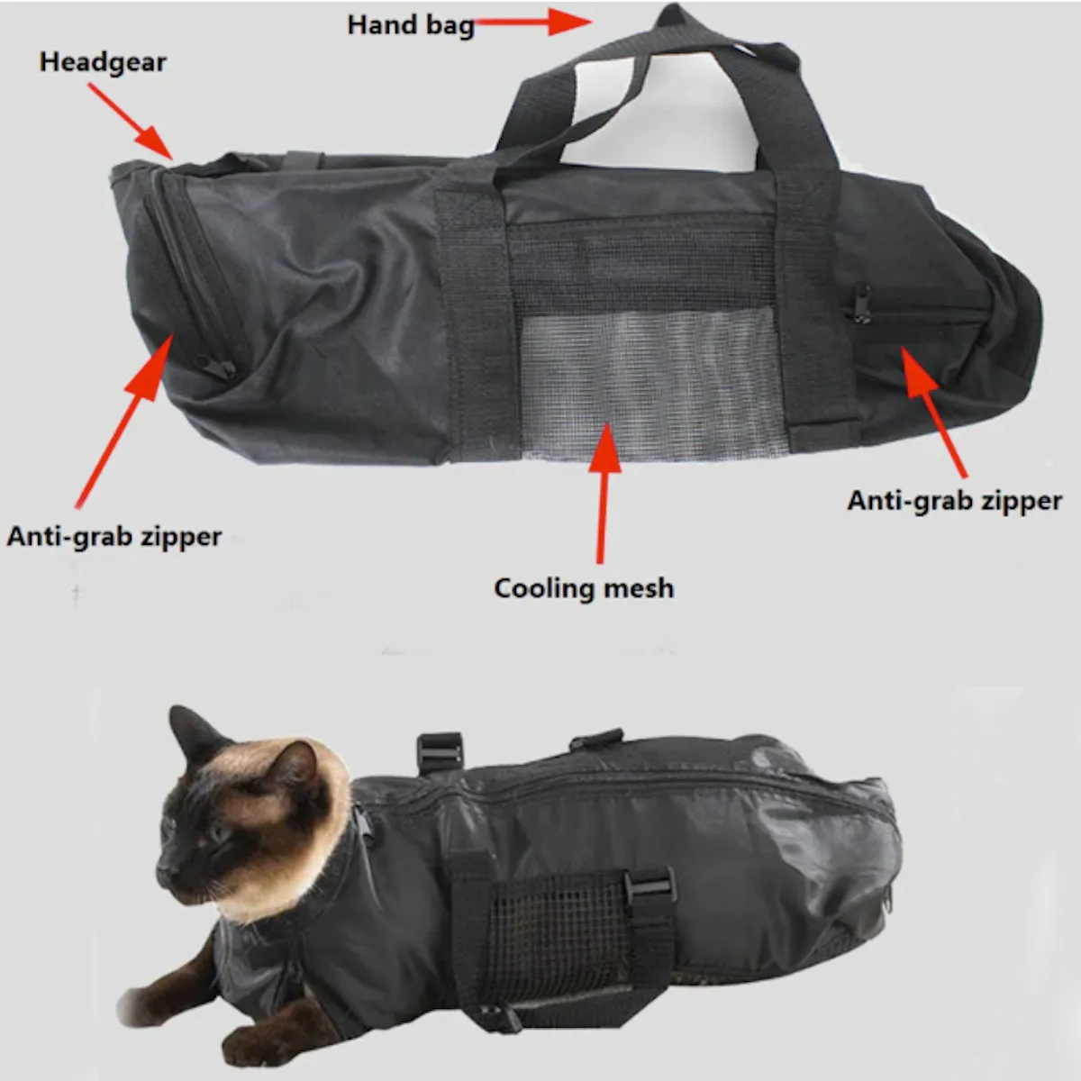 Heavy Duty Adjustable Cat Grooming Restraint Bag