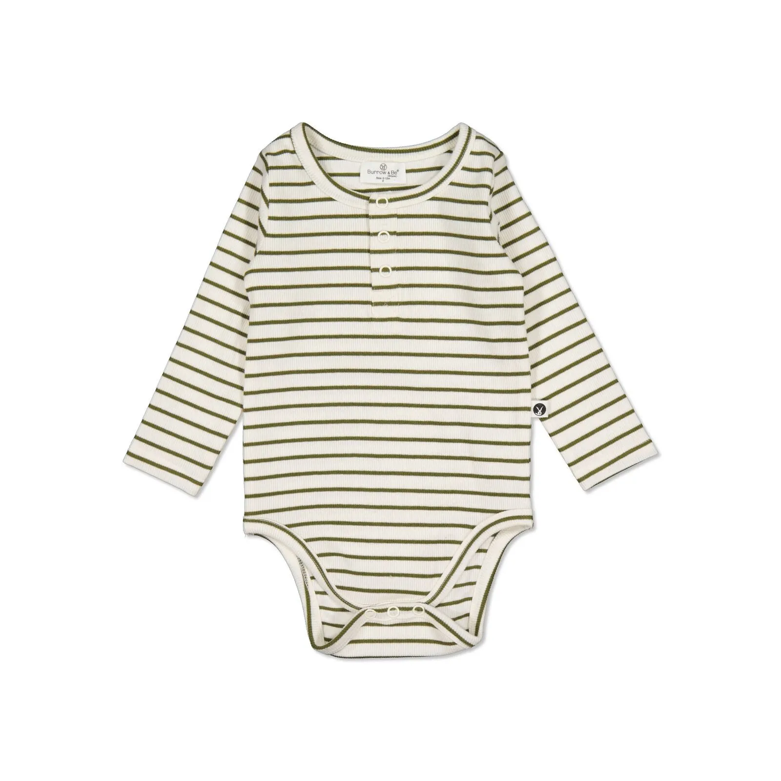 Henley Rib Bodysuit - Olive Stripe