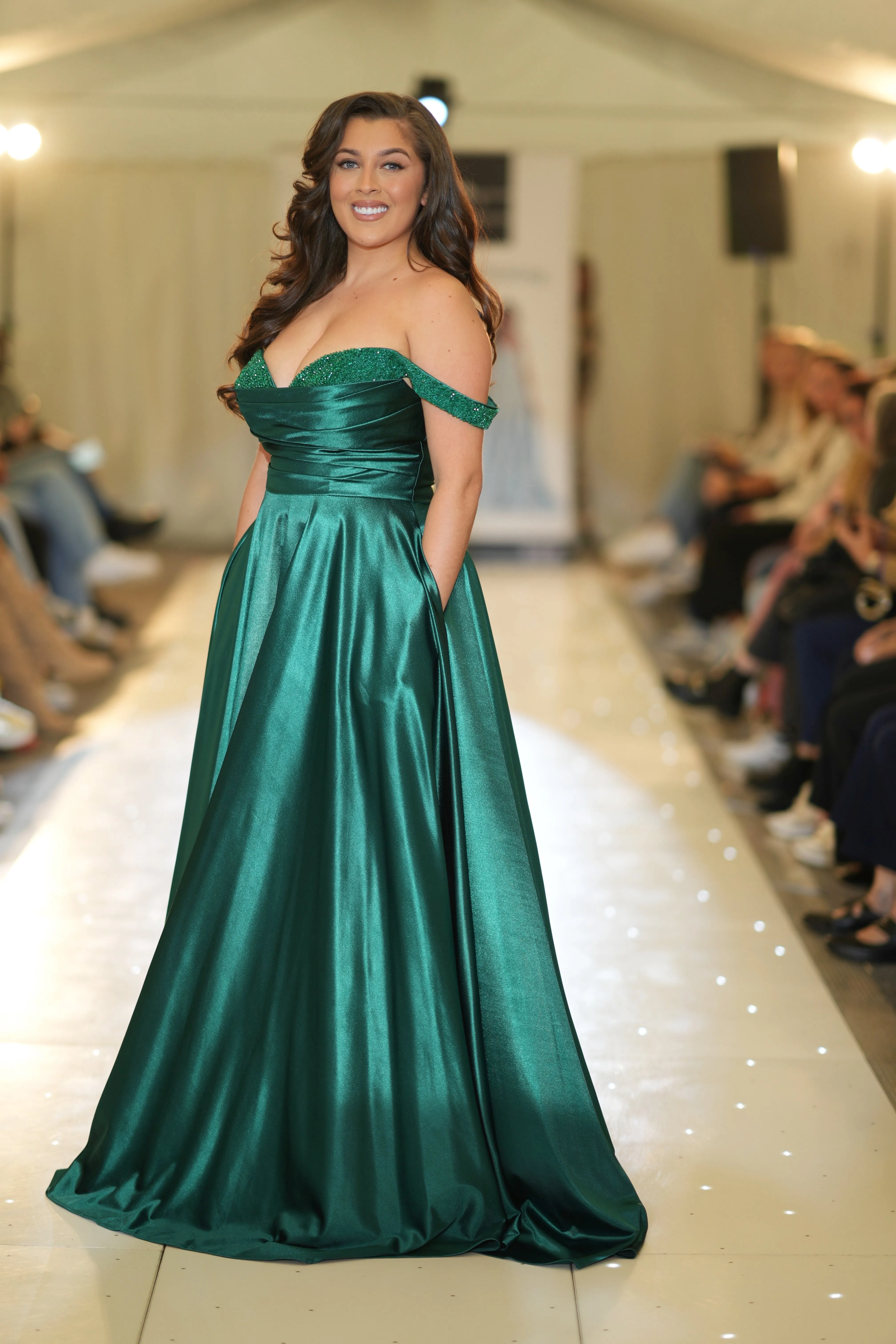 Jade satin corset cowl prom dress ballgown