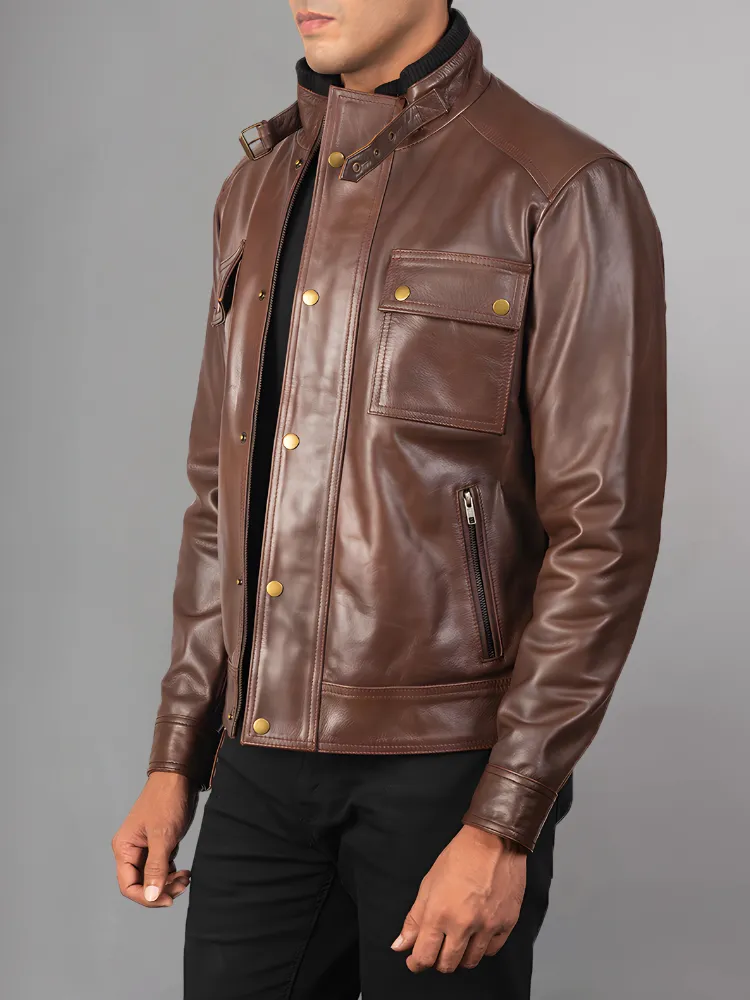 Jaxon Brown Men’s Safari Leather Jacket