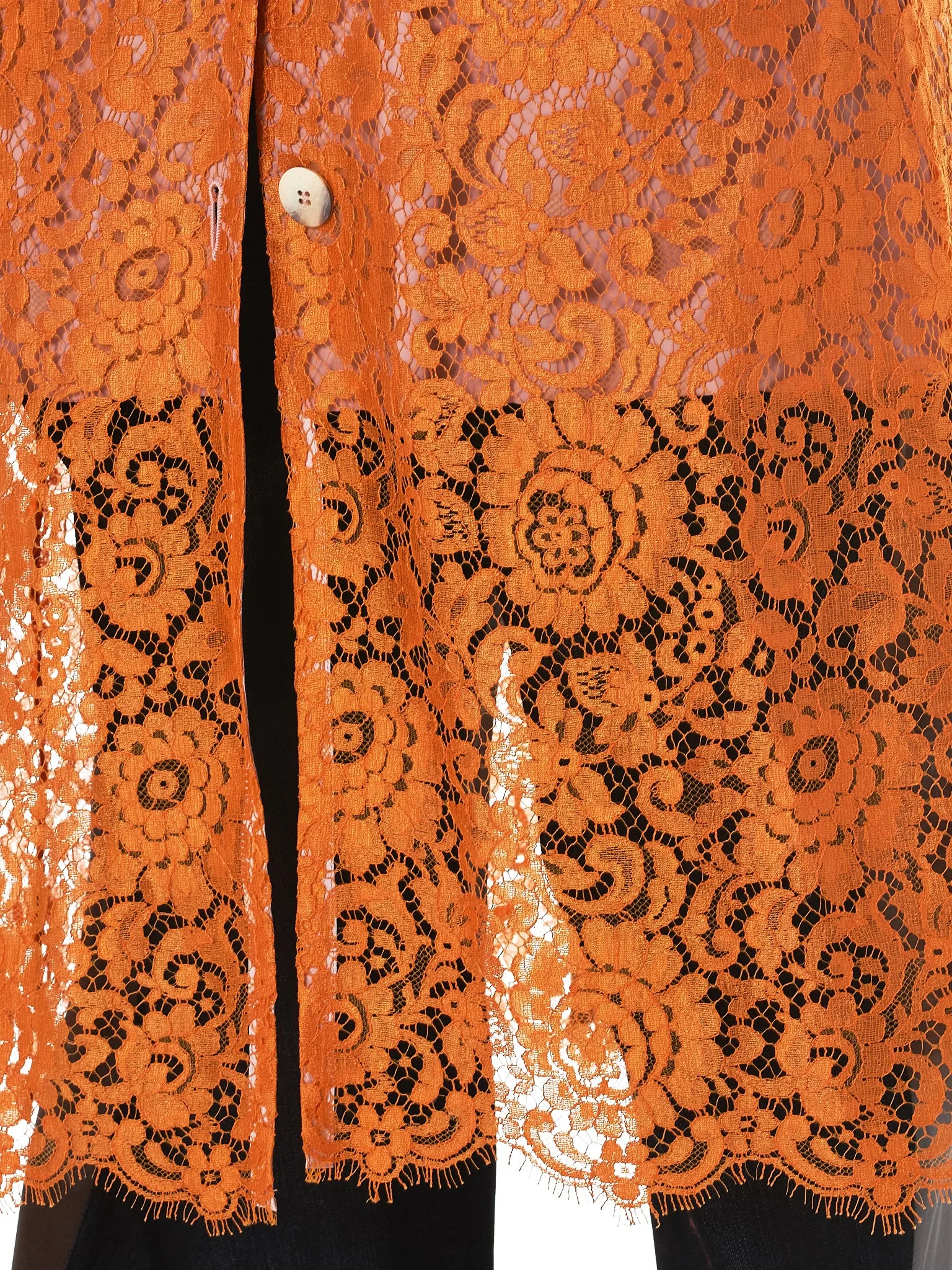 Lace Appliqué Trench Coat (0809-ORLA-ORANGE)