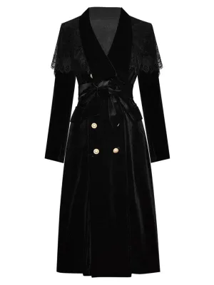 Lace Trimmed Velvet Coat