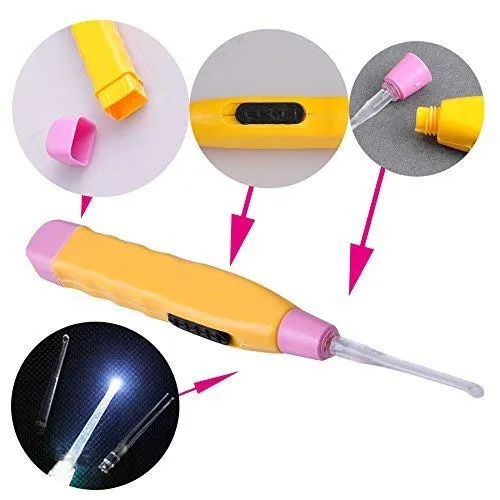 LED Flashlight Earpick for Ear wax remover and cleaner Ear cleaning tools for kids and adults Baby Safe