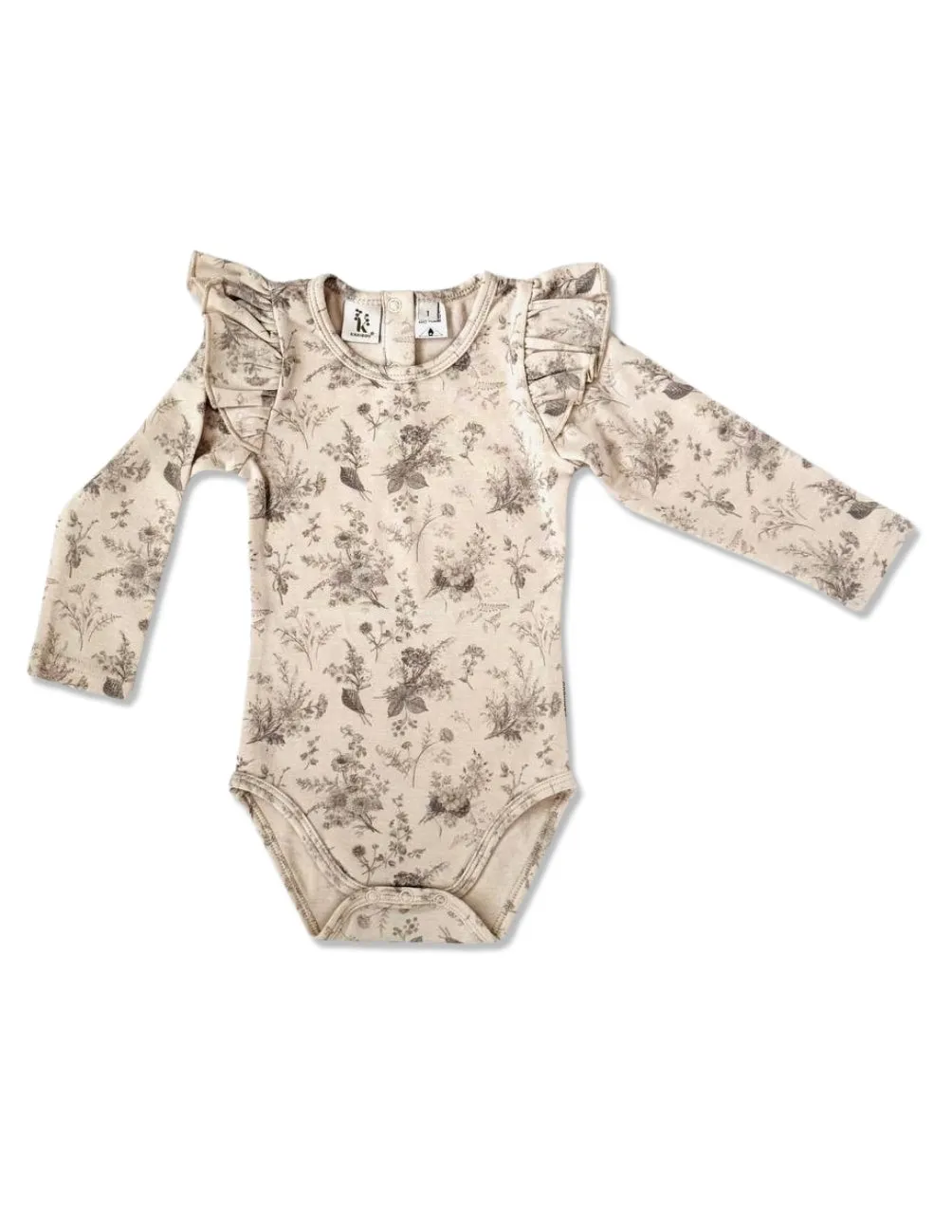 Lilly Organic Cotton Bodysuit - Vintage Floral Beige