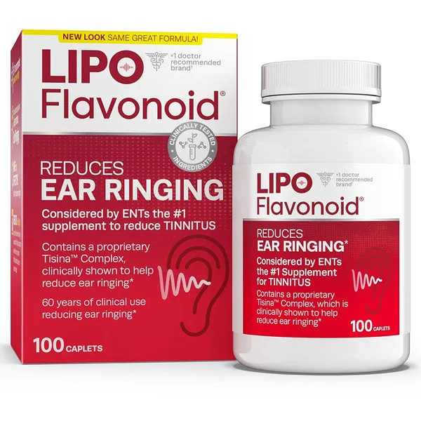 Lipo-Flavonoid Plus for Tinnitus Relief for Ringing Ears Caplets 100/Bottle