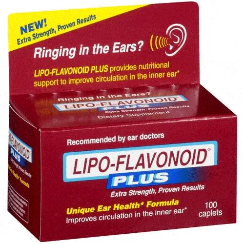 Lipo-Flavonoid Plus for Tinnitus Relief for Ringing Ears Caplets 100/Bottle