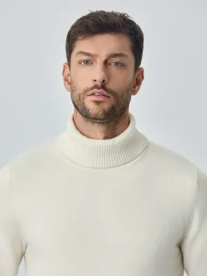 Machine Washable Turtleneck Sweater With Long Sleeves In Lambswool Blend