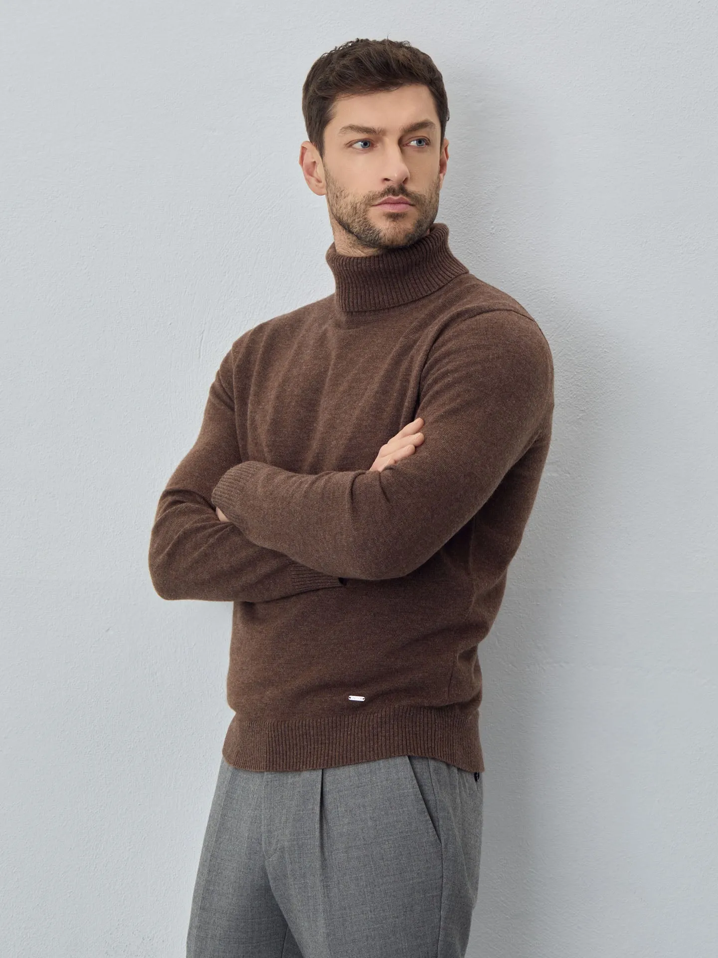 Machine Washable Turtleneck Sweater With Long Sleeves In Lambswool Blend