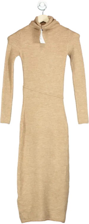 Mango XXS Beige Knitted Midi Dress UK