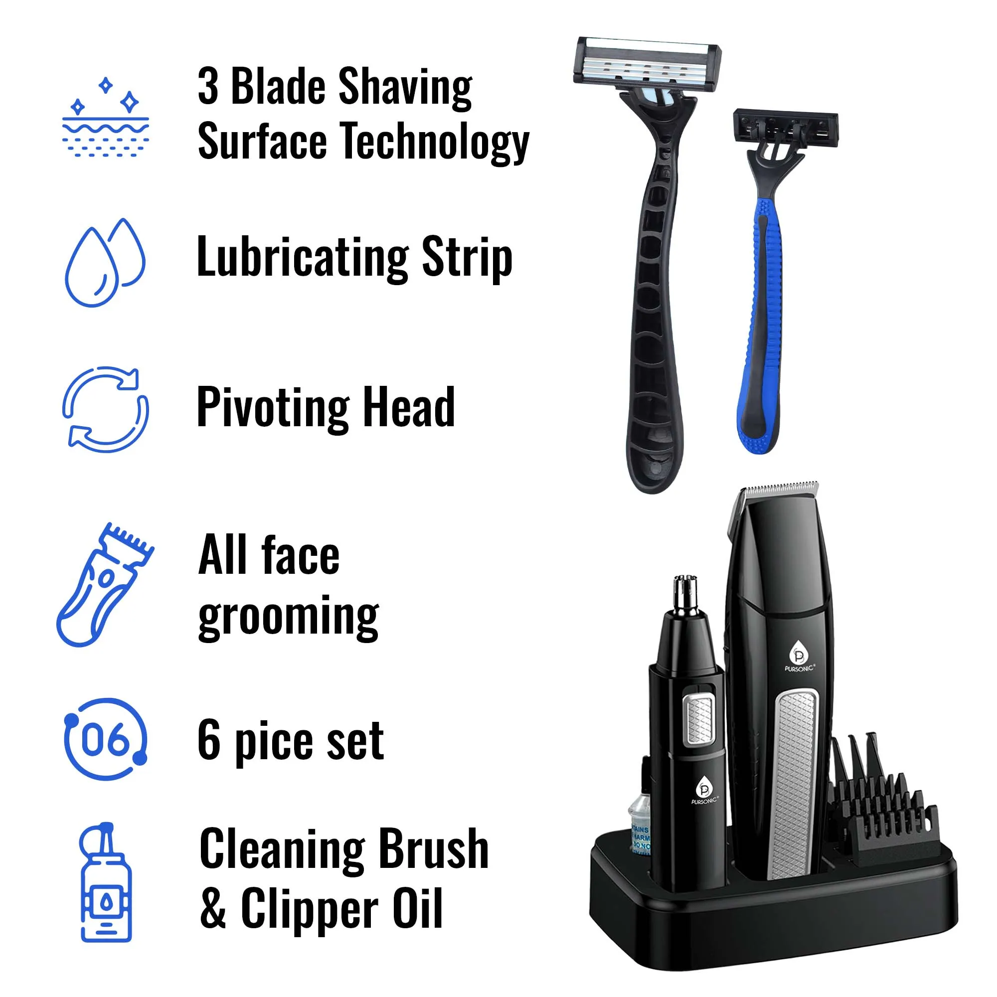 Mario Lopez Ultimate Grooming Set – 10-Piece Hair, Beard & Body Grooming Kit   Disposable Razors