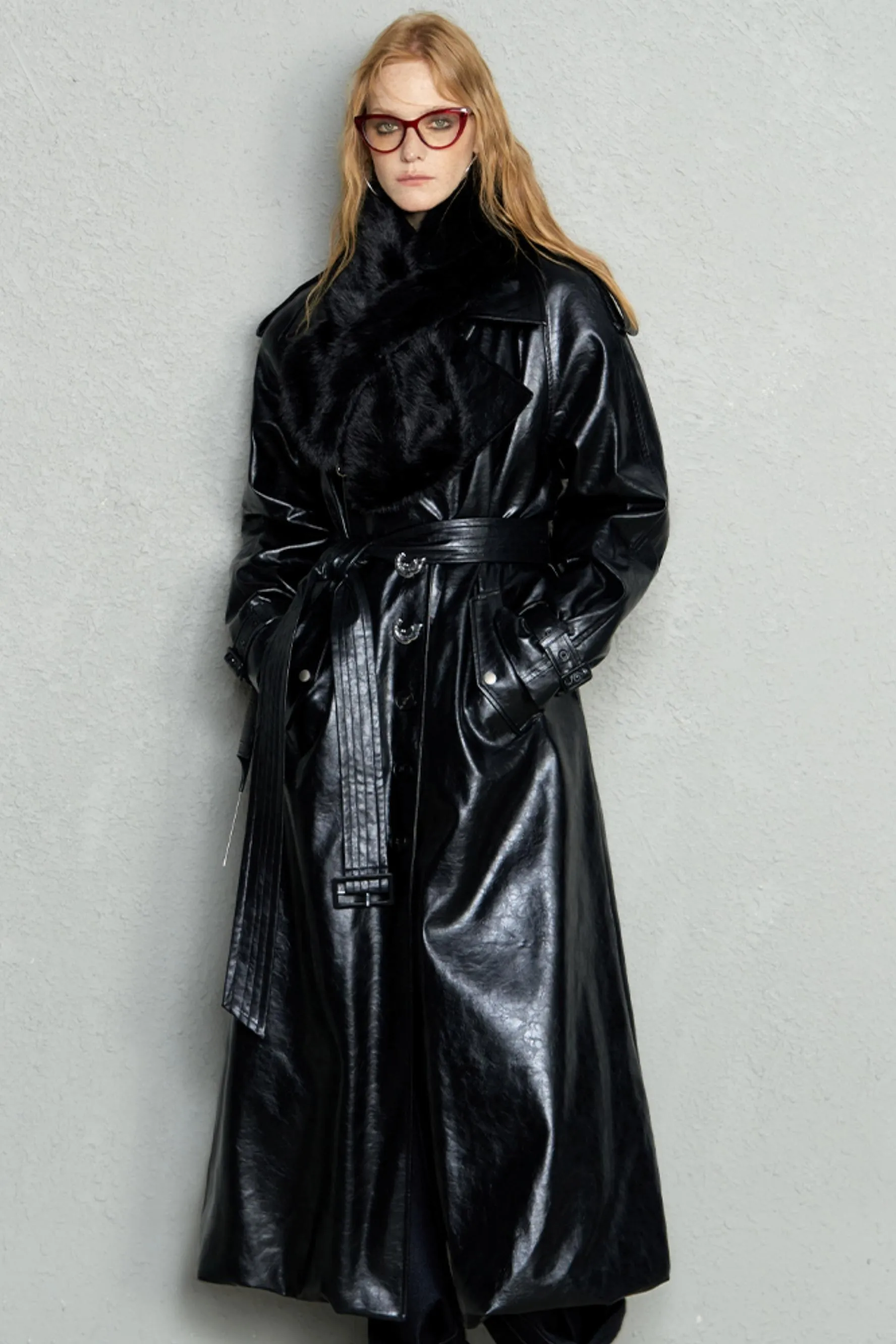 Matrix Leather Trench Coat