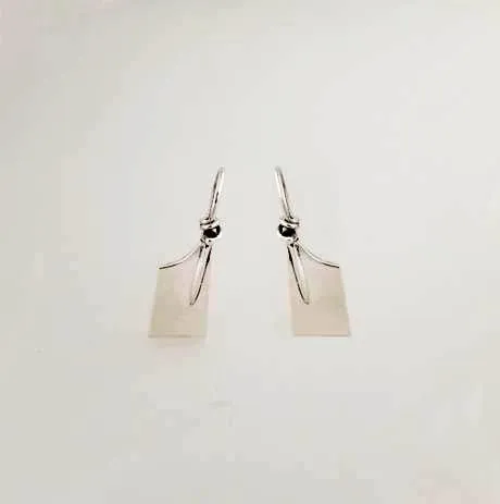 Medium Rowing Blades with Twist Design Soldered Wire Earrings Made by Rubini Jewelers.
