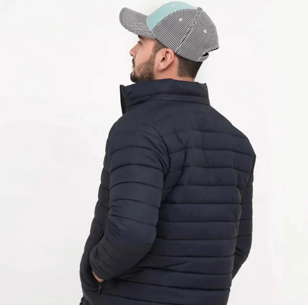 Men's Blue Plain Puffer Jacket