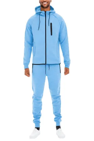 Mens Dynamic Solid Sky Blue Sweat Suit Track Set