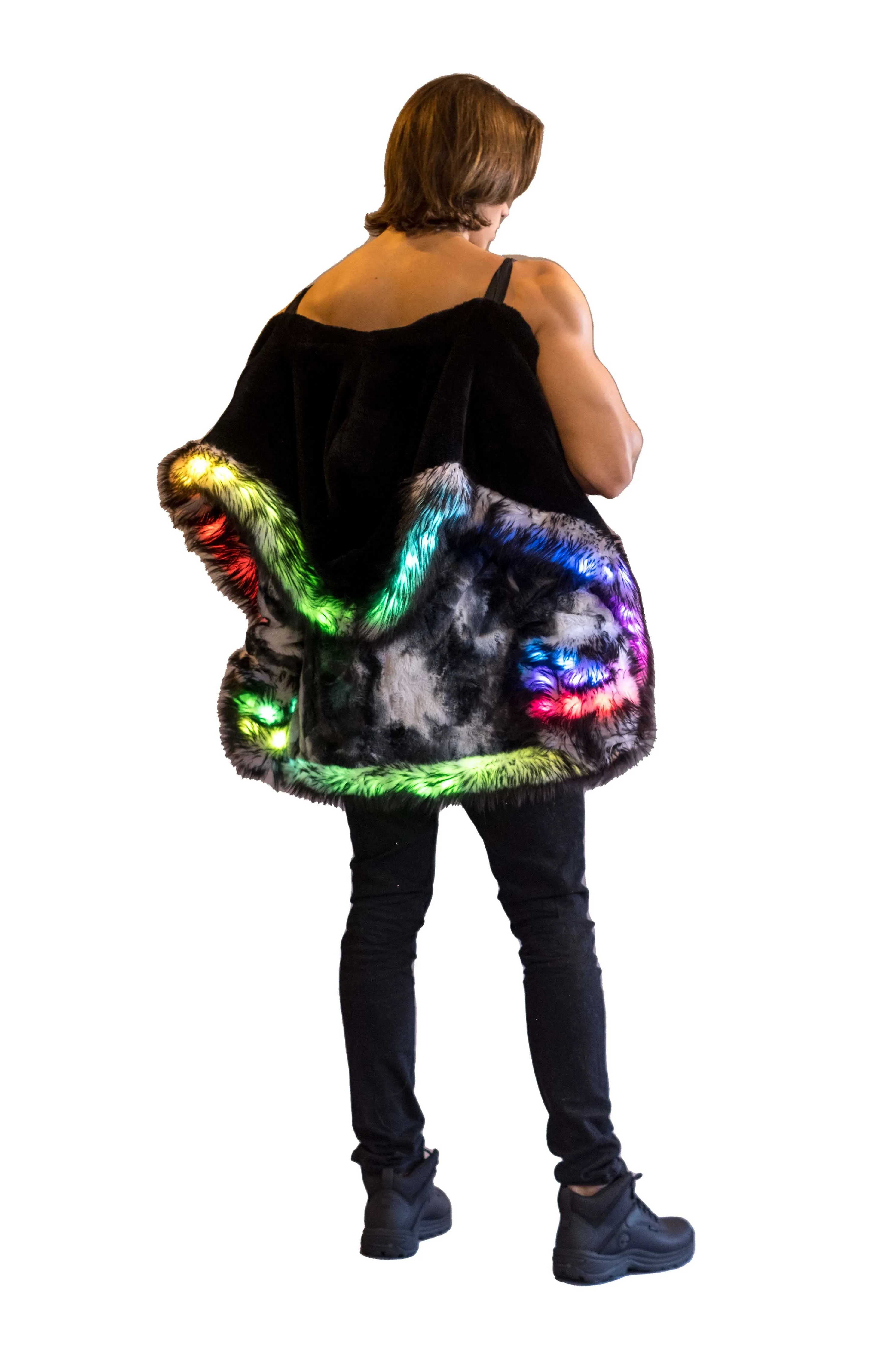 Men's LED Wizard Coat in "Black & White Tie Dye"