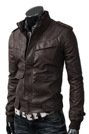 Men's Slim-Fit Dark Brown Leather Jacket