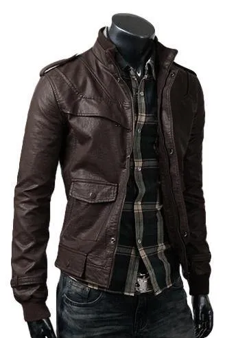 Men's Slim-Fit Dark Brown Leather Jacket