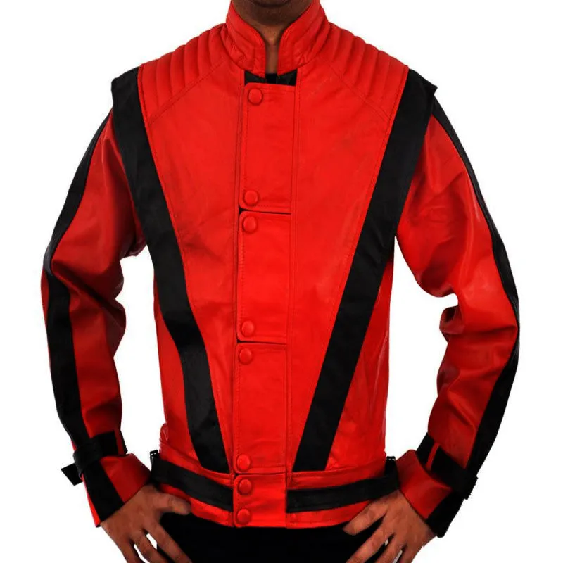 Michael Jackson Thriller Red Black Leather Jacket