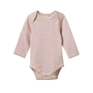 Nature Baby Long Sleeve Bodysuit Rhubarb Pinstripe