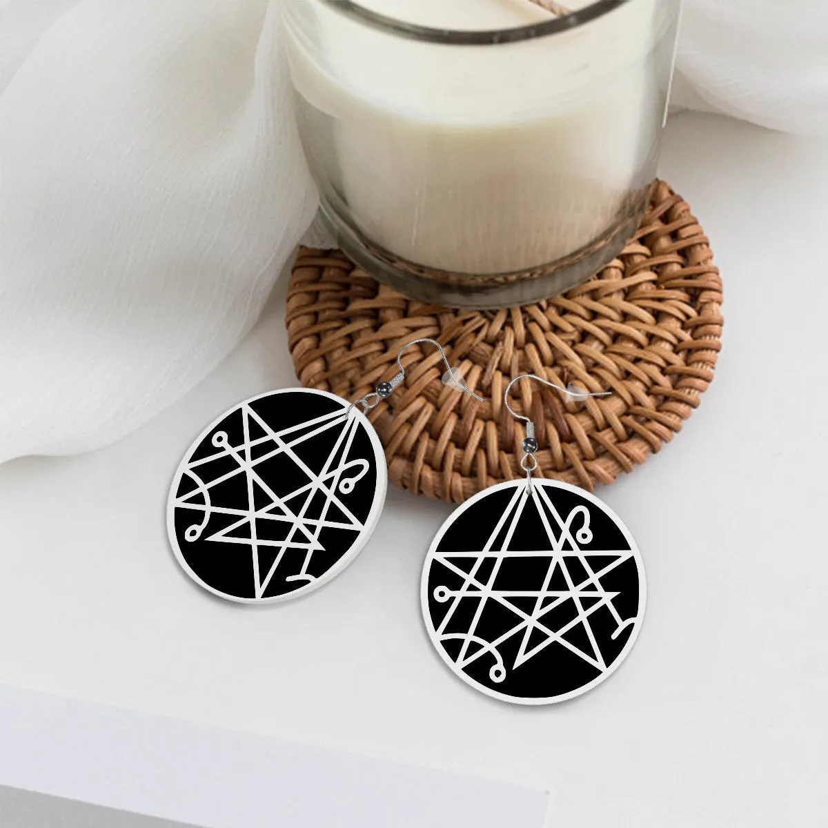 Necronomicon Gate sigil Circle Drop Earrings