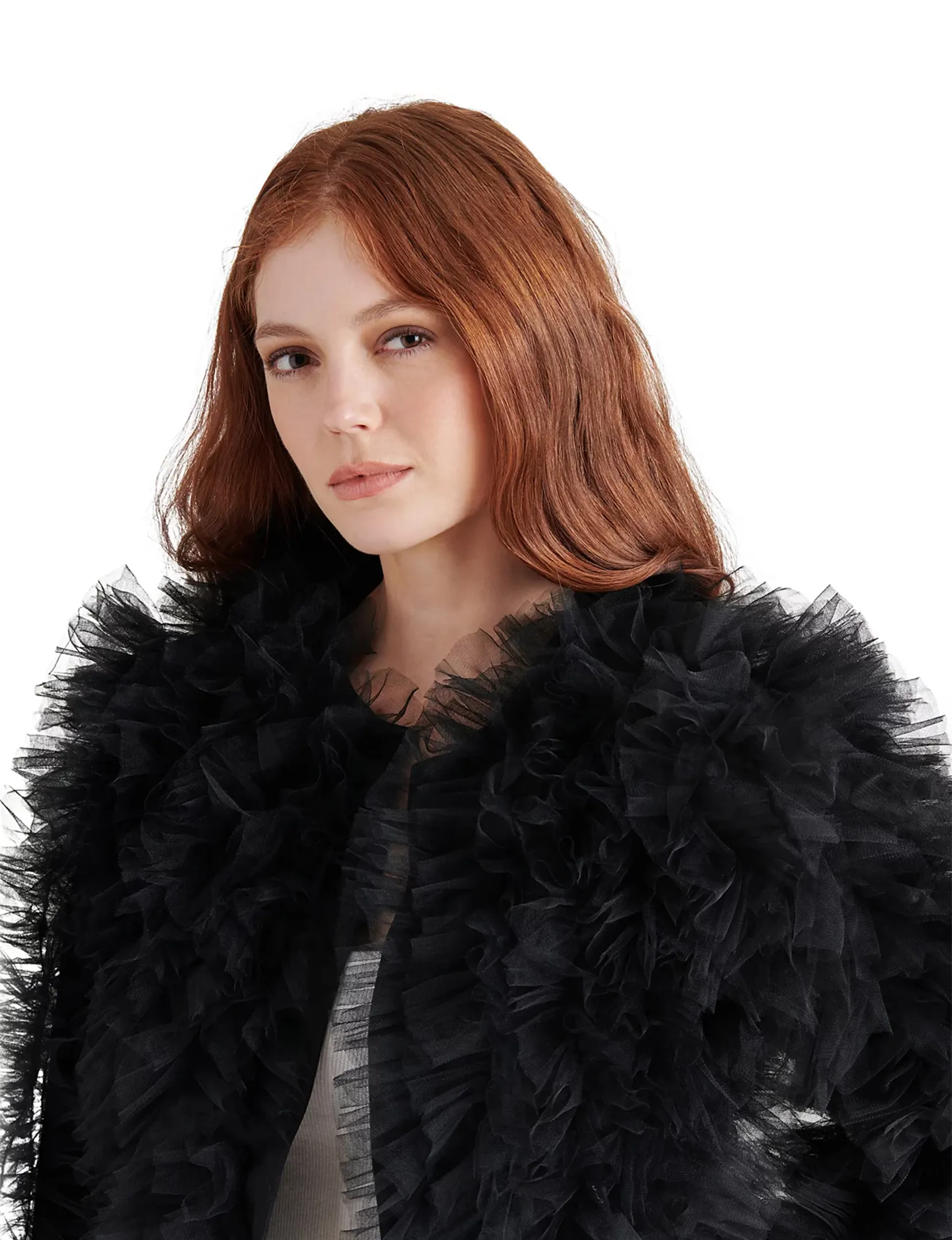 Odile Ruffle Jacket, Black