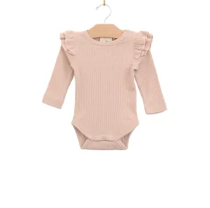 Organic Flutter Sleeve Bodysuit - Rose Dust