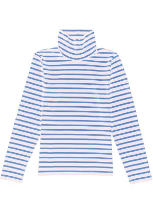 OURAL - Turtleneck Striped Shirt for Women | Stretch Fabric | Women Fit (IVORY / OXYGEN BLUE)