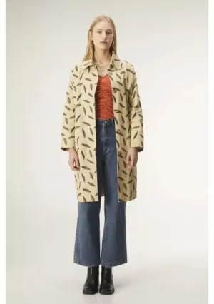 Pea Print Midi Trench Coat