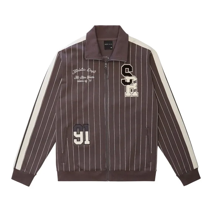 Pin Striped Varsity Track Jacket - Pavement