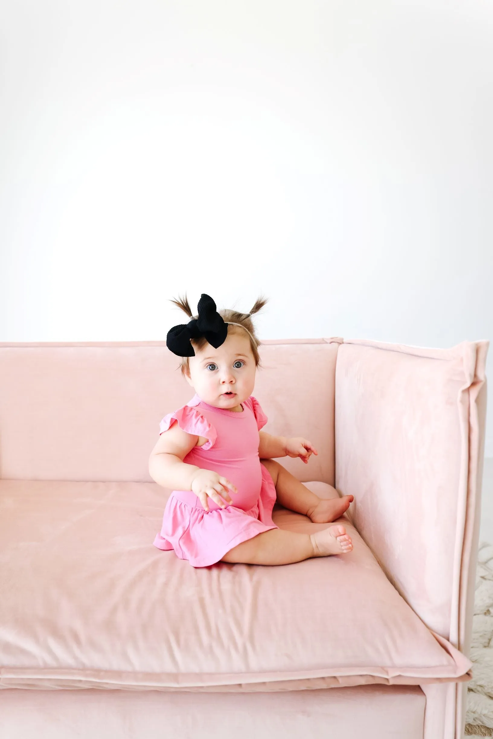 Posh Peanut Pink Lemonade Ruffled Caplseeve Basic Twirl Bodysuit